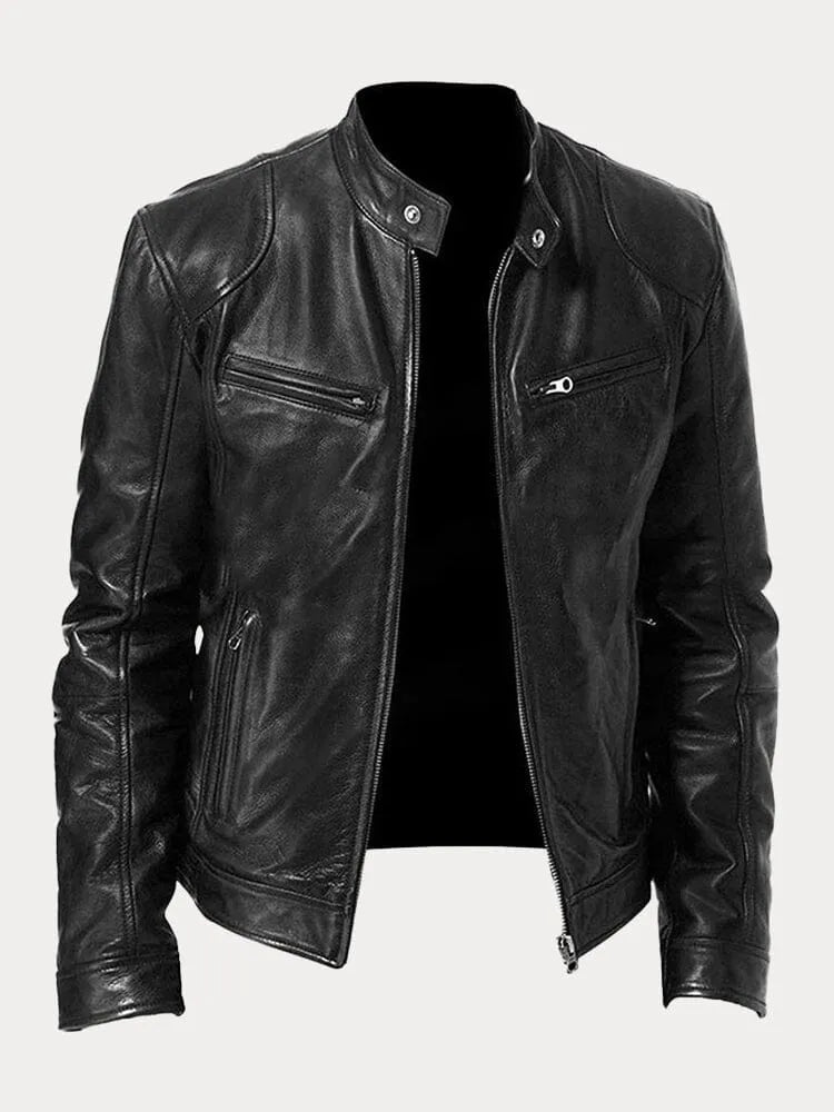 Levoire | Veste En Cuir Décontractée : Style Intemporel Et Confort Noir