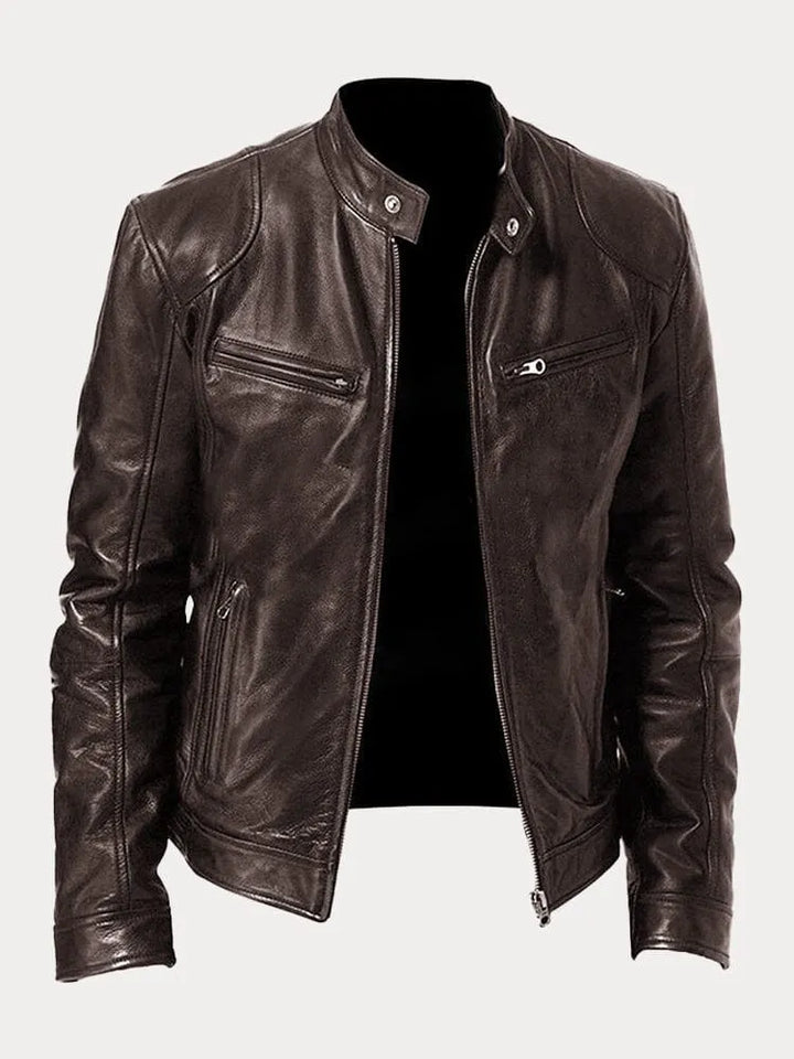 Levoire | Veste En Cuir Décontractée : Style Intemporel Et Confort Braun