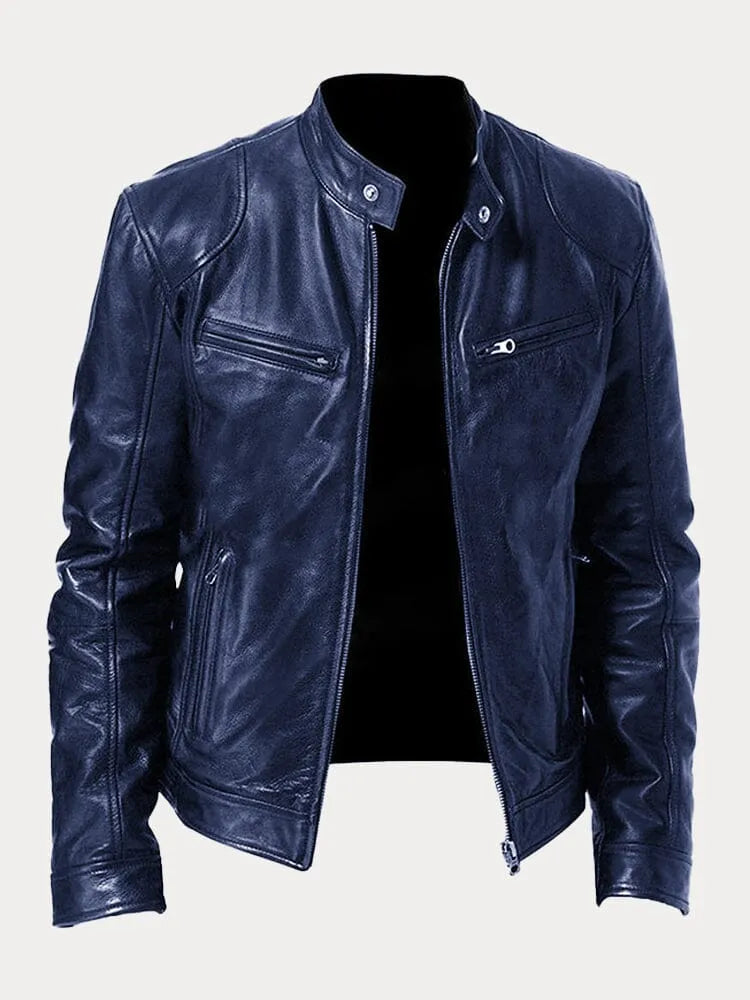 Levoire | Veste En Cuir Au Design Intemporel Et Au Confort Bleu foncé