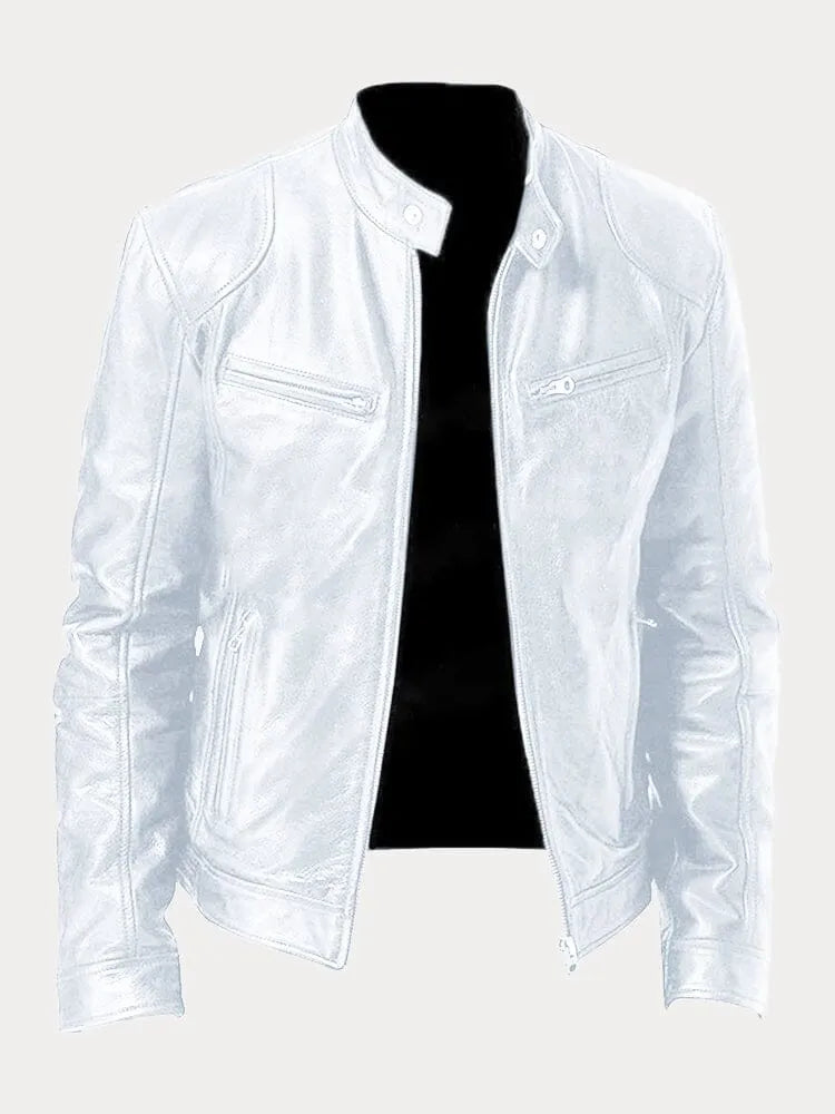 Levoire | Veste En Cuir Décontractée : Style Intemporel Et Confort Blanc
