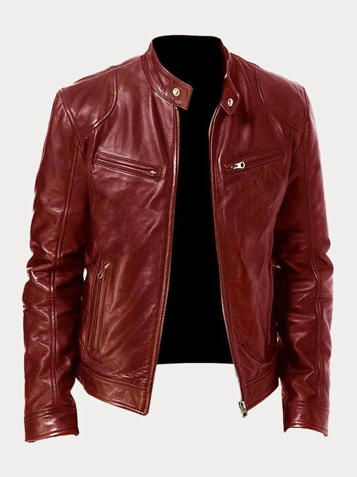 Levoire | Veste En Cuir Décontractée : Style Intemporel Et Confort Bordeaux