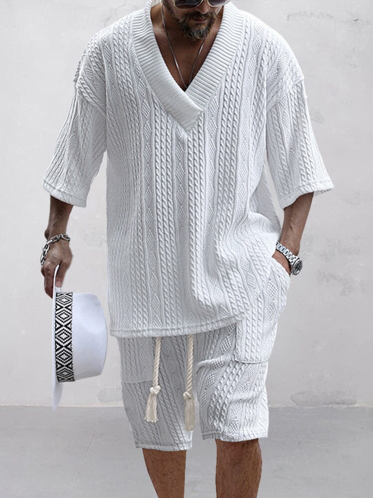Levoire | Set Tricot V-Neck Confort Quotidien Blanc