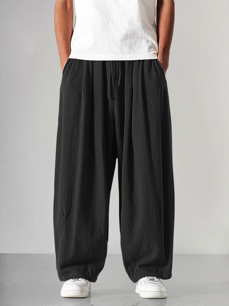 Levoire | Pantalons en lin fabriqués en fil de coton Noir