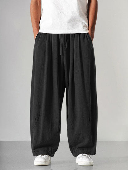 Levoire | Pantalons en lin fabriqués en fil de coton Noir