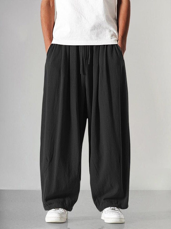 Levoire | Pantalons en lin fabriqués en fil de coton Noir