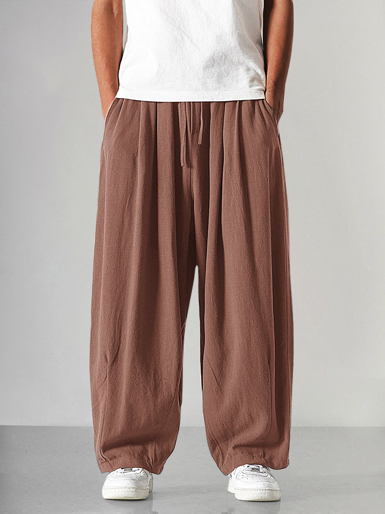 Levoire | Pantalons en lin fabriqués en fil de coton Braun