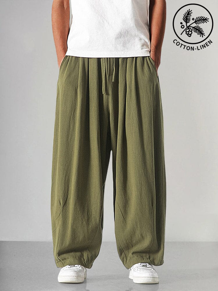 Levoire | Pantalons en lin fabriqués en fil de coton Vert