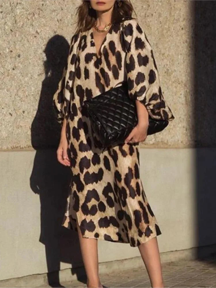 Levoire | Robe Élégante À Imprimé Léopard Pour Femme - Midi