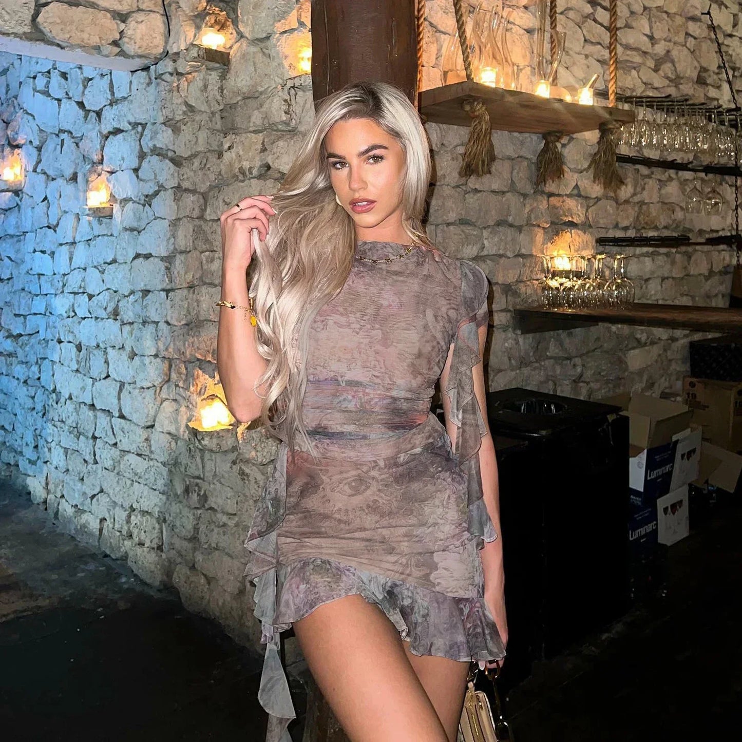 Levoire | Crop Top Volant Et Jupe Drapée Set