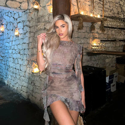 Levoire | Crop Top Volant Et Jupe Drapée Set