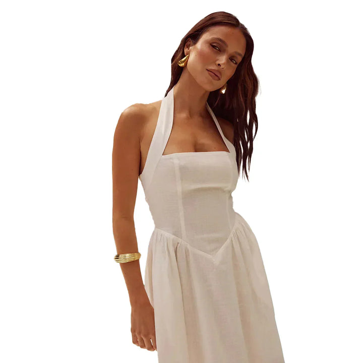 Levoire | Femme Robe longue élégante avec encolure ras du cou