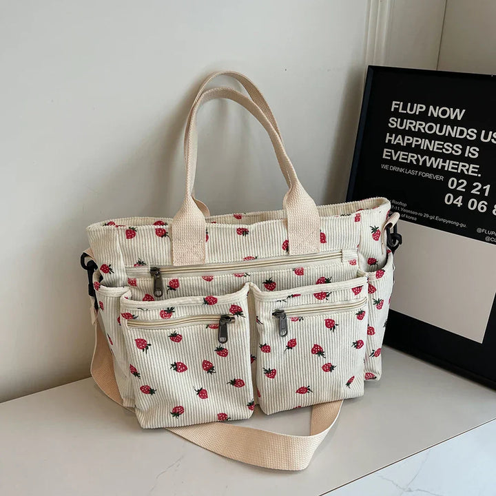 Levoire | Sac À Bandoulière En Corduroy Brodé Pour Femmes Blanc