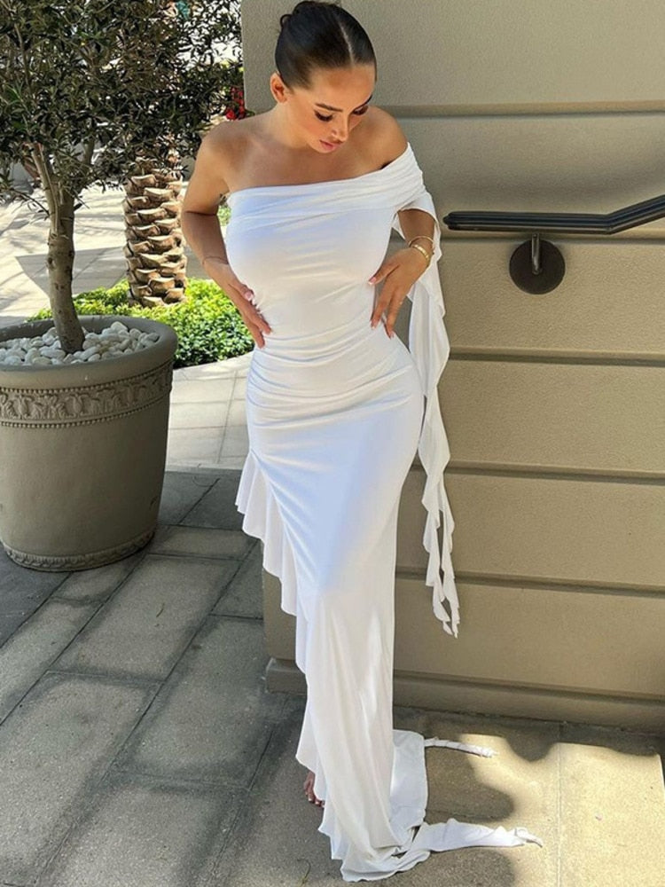 Levoire | Robes Maxi À Fente Haute Froncées