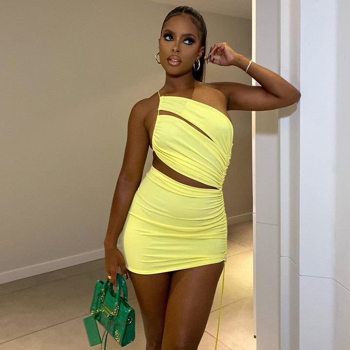 Levoire | Robe Mini À Dos Creux Jaune