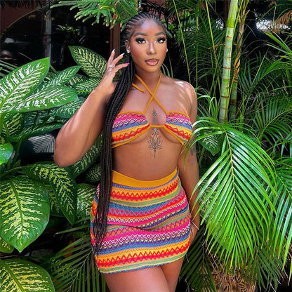 Levoire | Haut Crop Creux & Mini Jupe Deux Ensembles