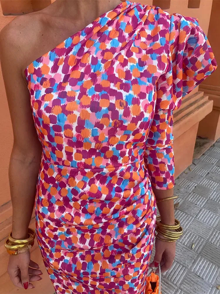 Levoire | Robe À Épaules Diagonales Pour Femmes - Rose