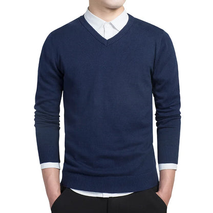 Levoire | Pull En Tricot Premium Avec Décolleté En V Pour Hommes Bleu