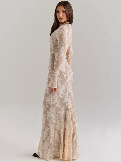 Levoire | Robe Longue Élégante En Dentelle Avec Fermeture Éclair