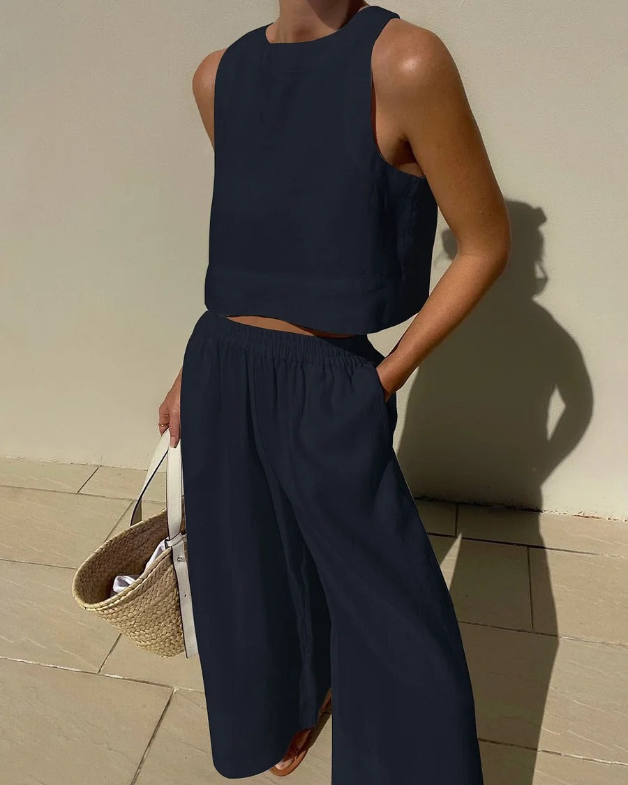 Levoire | Ensemble À Deux Pièces - Léger, Respirant Et Durable Tenue D'Été Pour Femmes Bleu marine