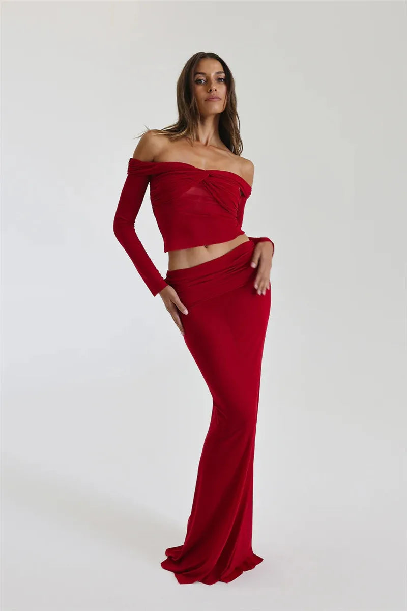 Levoire | Bustier Transparent Sans-Manches Ensemble Crop Et Jupe Longue