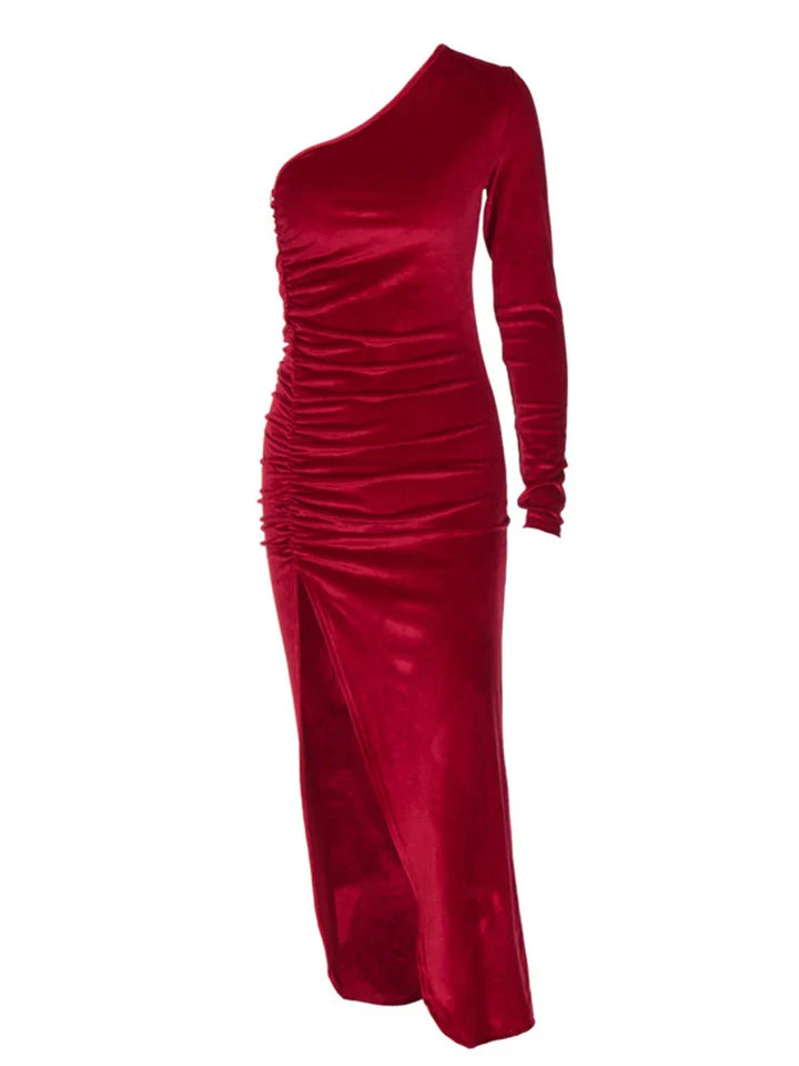 Levoire | Robe Midi Elégante En Velours Avec Fente