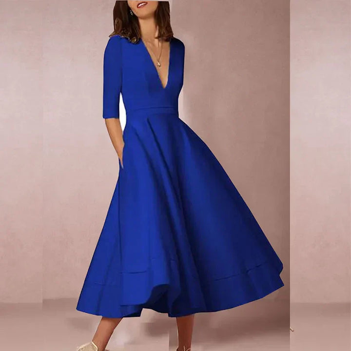Levoire | Robe Midi Élégante En A Bleu