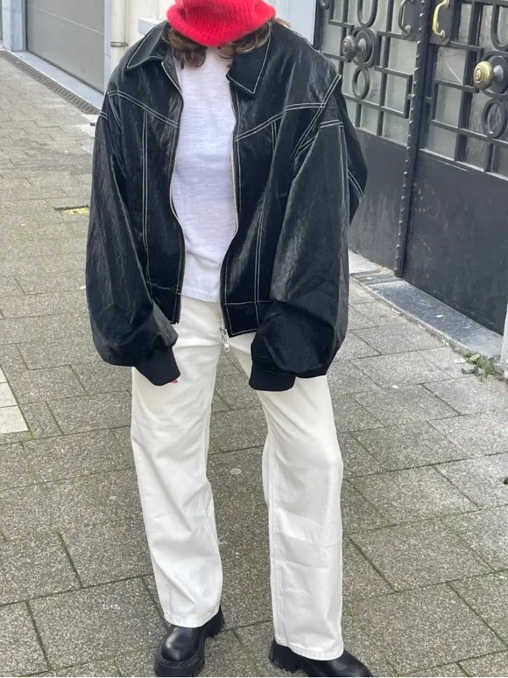Levoire | Veste En Cuir Épaisse Pour Femmes Noir