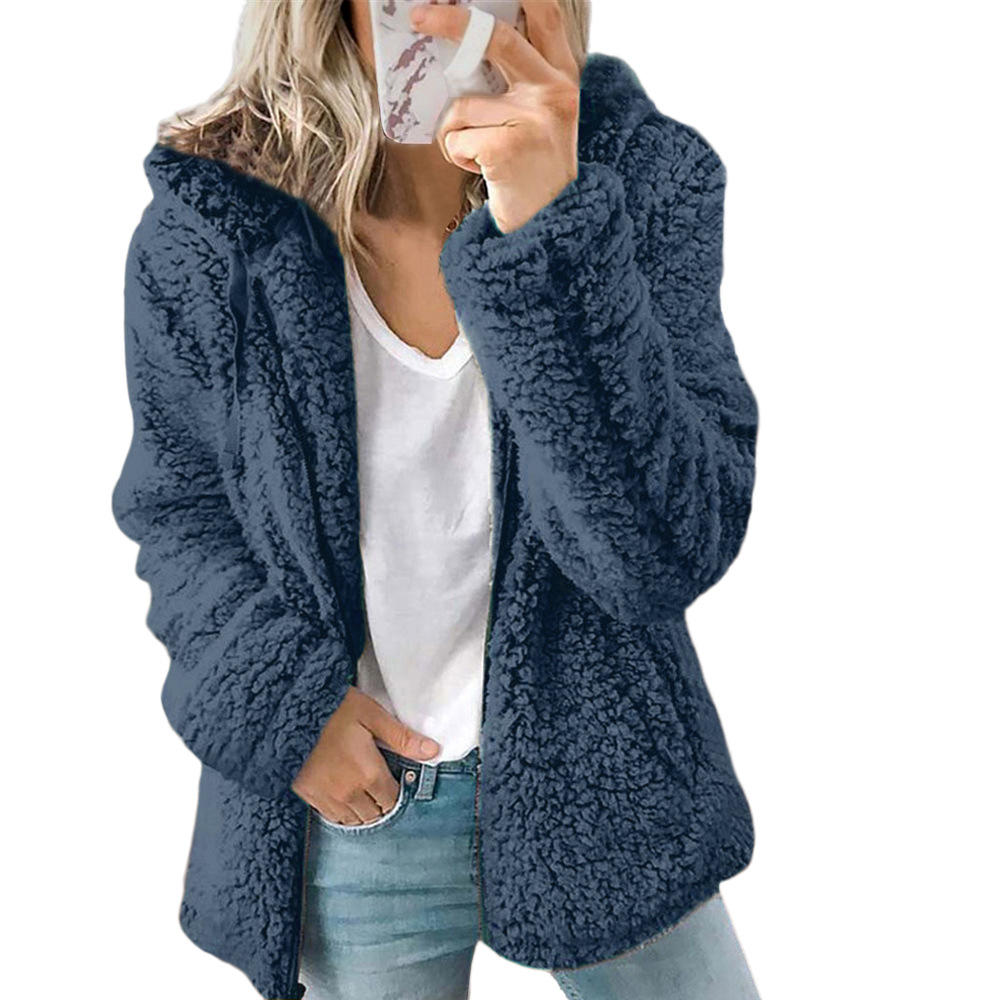 Levoire Mode Femme | Manteau en fourrure élégant en peluche ours : Manteau en polaire doux avec poches et fermeture éclair