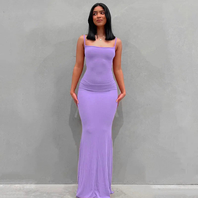 Levoire | Robe Maxi Slim Violets-Sans manches