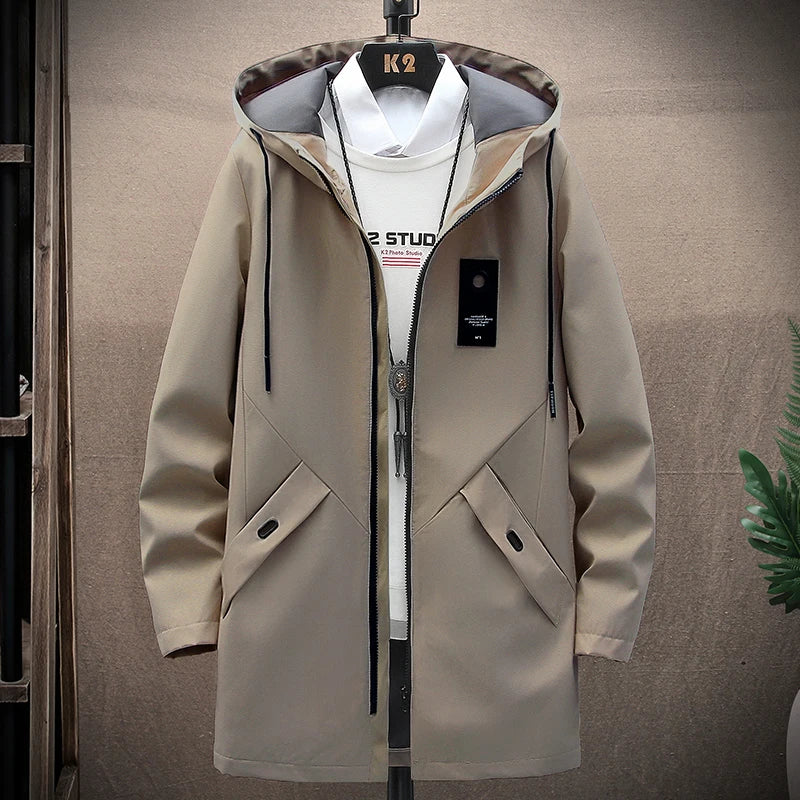 Levoire | Veste de Pluie Classique Homme Longue avec Capuche Chameau
