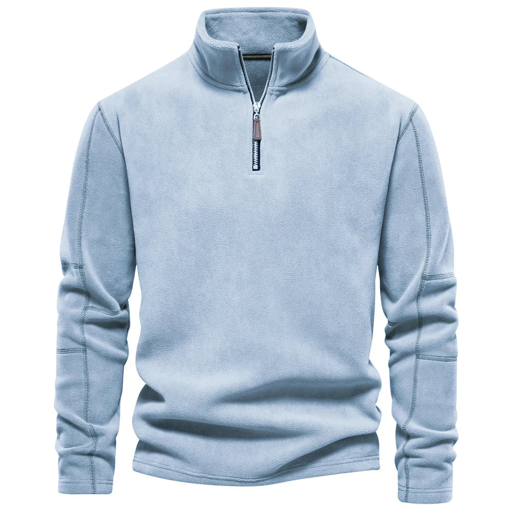 Levoire | Pull À Col Zip En Laine À Manches Longues Bleu clair