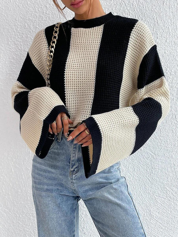 Levoire | Pull À Col Rond Loose Rayé Avec Manches Longues