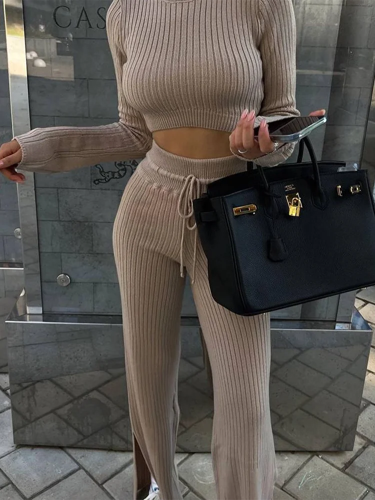 Levoire | Ensemble En Maille Double Khaki