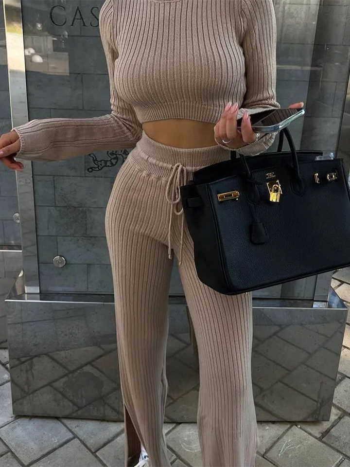 Levoire | Ensemble En Maille Double Khaki