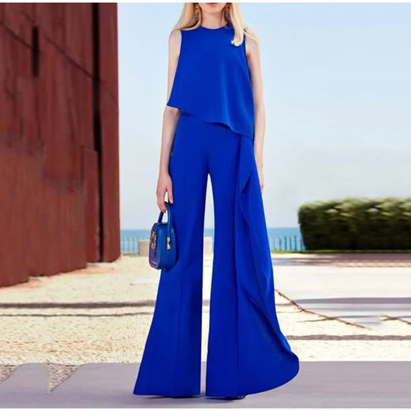 Levoire | Ensemble Sans Manches Pantalon Ample Femme Bleu