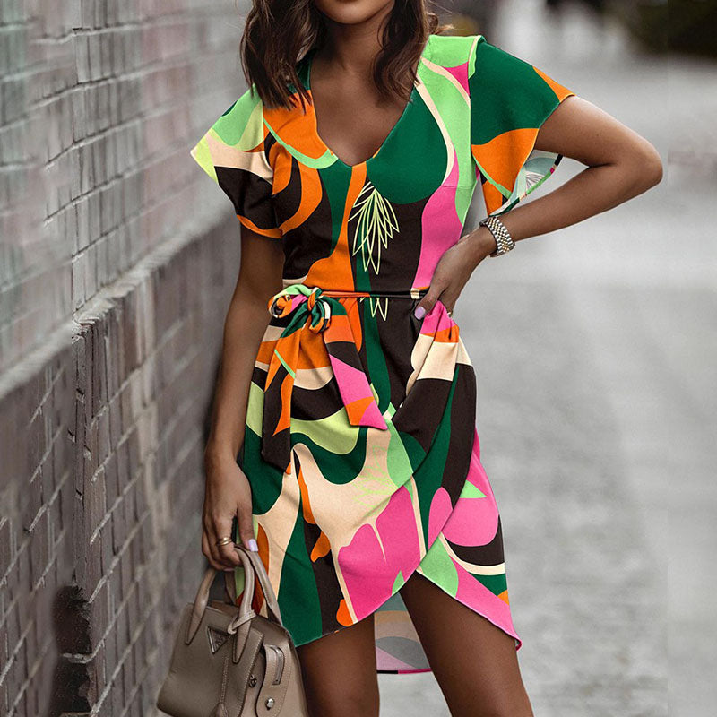 Levoire | Robe Mi-Longue Colorée Avec Un Nœud Au Milieu Multi Vert