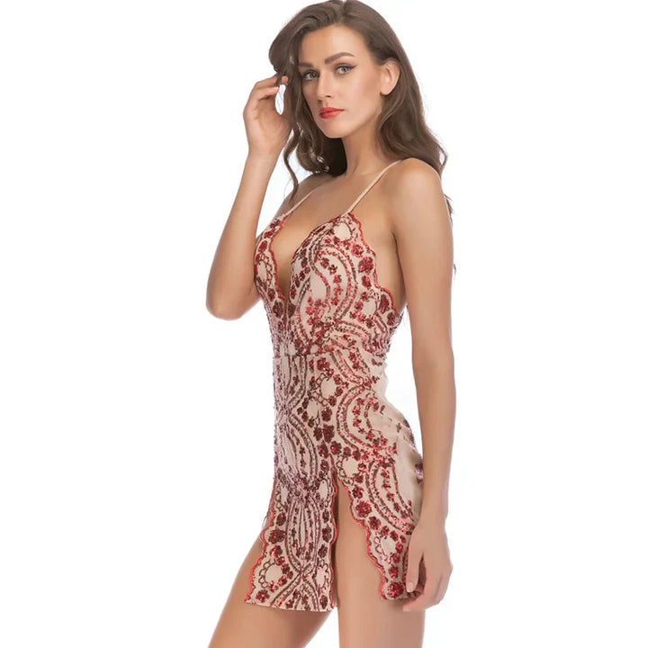 Levoire | Robe Mini À Dos Ouvert Scintillant De Style Vintage
