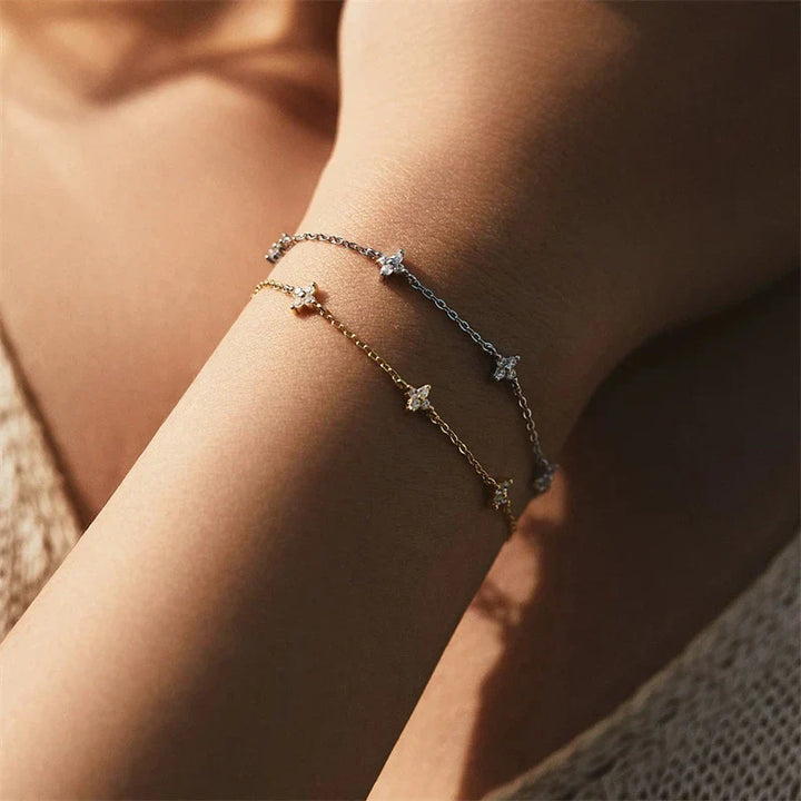 Levoire | Bracelet En Acier Inoxydable Avec Fleur En Cristal