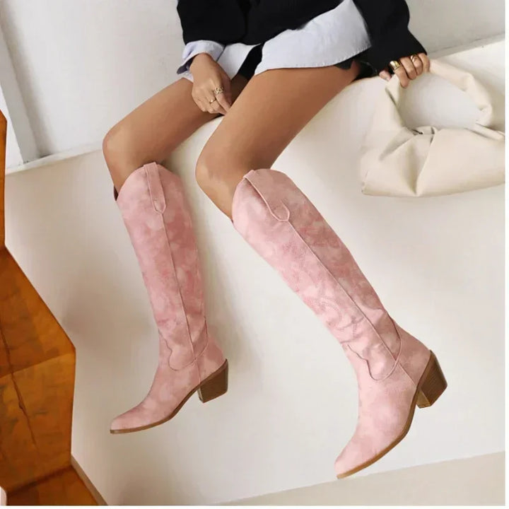Levoire | Hauteurs De Mollet Bottes De Cowboy En Cuir Pour Femmes Rosa