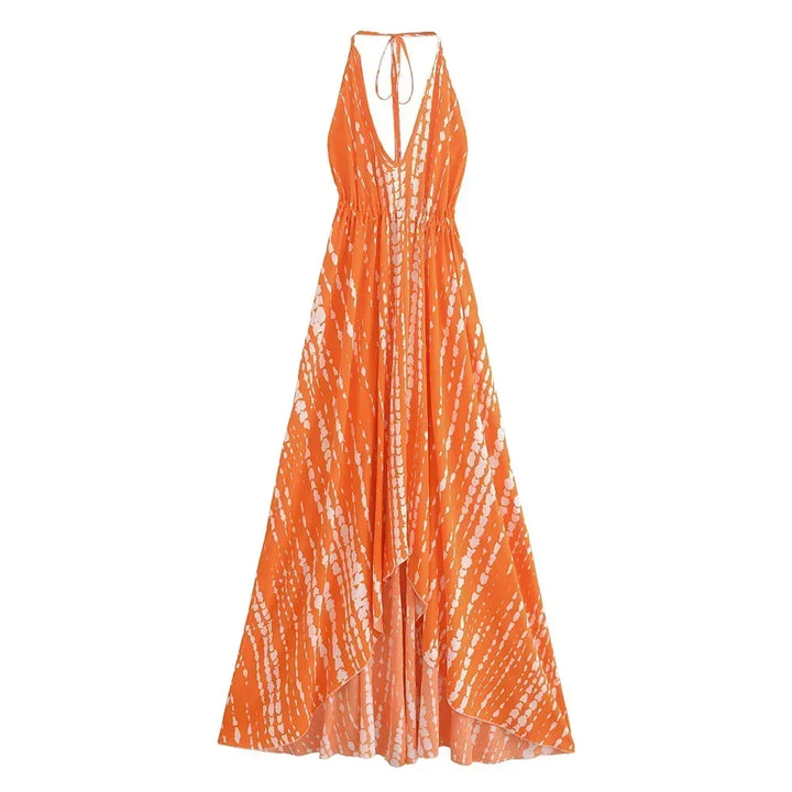 Levoire | Robe Longue Dos Nu Bohème Orange