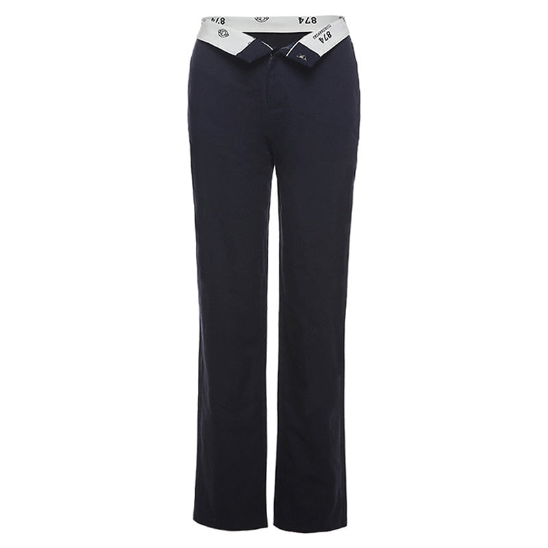 Levoire | Pantalon Taille Basse Confortable Pour Le Quotidien Bleu foncé