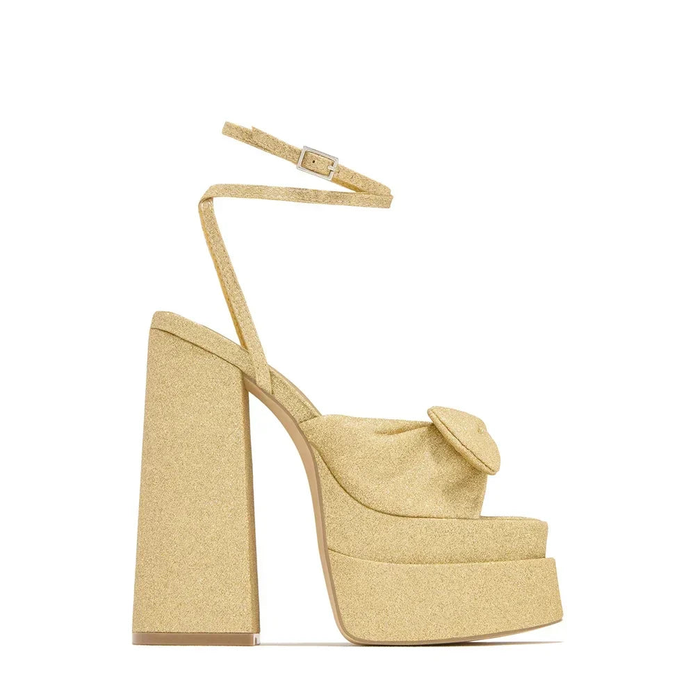 Levoire | Strass Plateforme Arc Talons Hauts Or