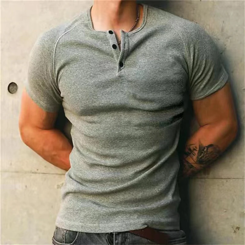 Levoire | T-shirt Henley avec Coton Respirant et Coupe Ajustée pour Hommes