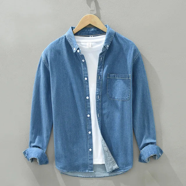 Levoire | Chemise En Denim Intemporel Hommes Bleu foncé 2