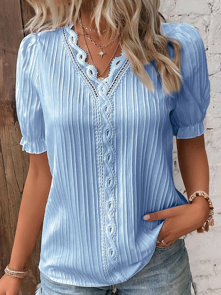 Levoire | Chemise En Dentelle À Manches Longues Avec Des Manches Bouffantes Bleu