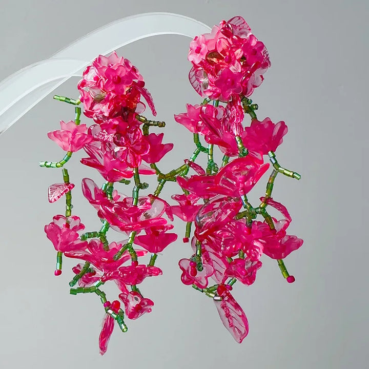 Levoire | Boucles D'Oreilles Fleuries Japonaises Rose profonde