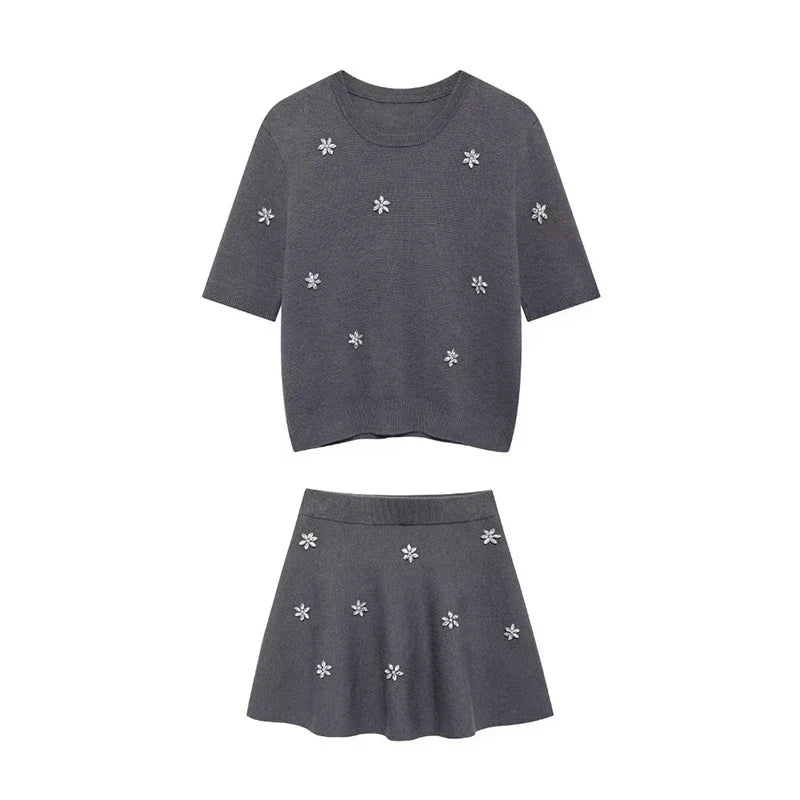 Levoire | Robe Courte Avec Tricot Et Strass ensemble