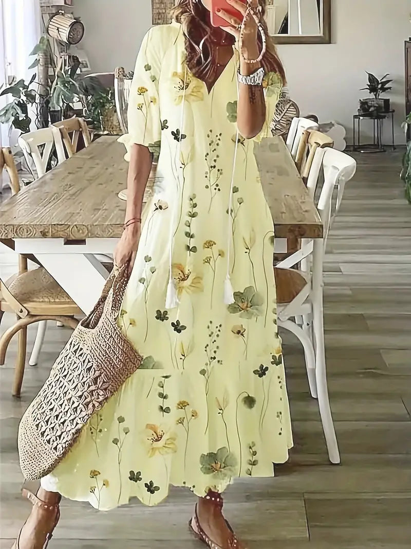 Levoire | Élégante Robe Avec Décolleté En V Gul
