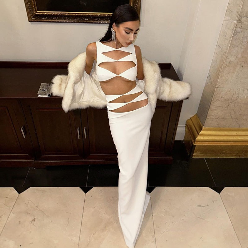 Levoire | Blanc Taille Haute Robe Longue