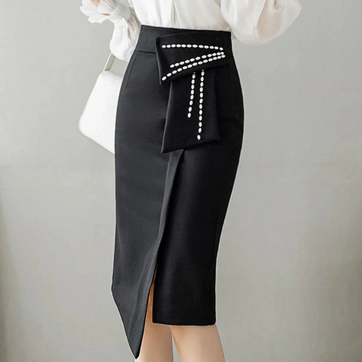 Levoire | Femmes Automne Patchwork Jupe Taille Haute Noir